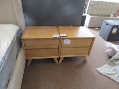 2 x Retro Timber Bedside Tables - 2