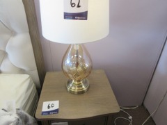 2 x Bedside Lamps, Glass & Metal Base - 2