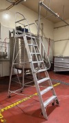 7-Step Aluminum Rolling Safety Platform Ladder