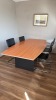 Boat-Shaped Conference Table, 4 Black Cantilever Chairs