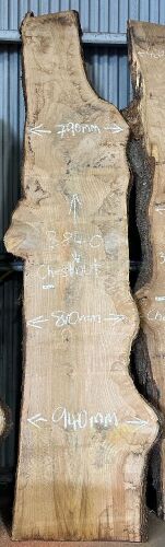 Live Edge Kiln Dried Chestnut Timber Slab, 3.84m x 847mm x 50mm