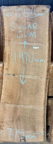 Live Edge Sugar Gum Timber Slab, 1.97m x 715mm x 50mm