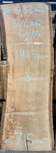 Live Edge Sugar Gum Timber Slab, 1.95m x 675mm x 50mm