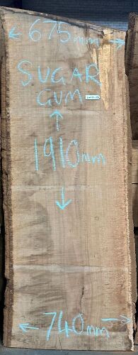 Live Edge Sugar Gum Timber Slab, 1.91m x 708mm x 50mm