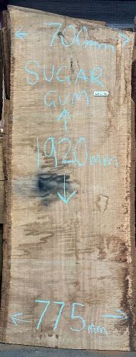 Live Edge Sugar Gum Timber Slab, 1.92m x 738mm x 50mm