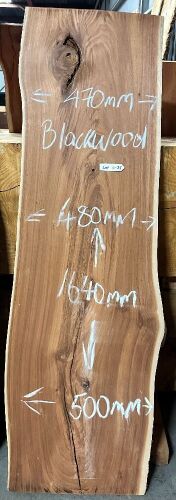 Live Edge Blackwood Timber Slab, 1.64m x 483mm x 32mm