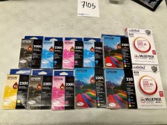 Bundle of Assorted Epson and Calidad 220 Ink Cartridges - Total RRP $800