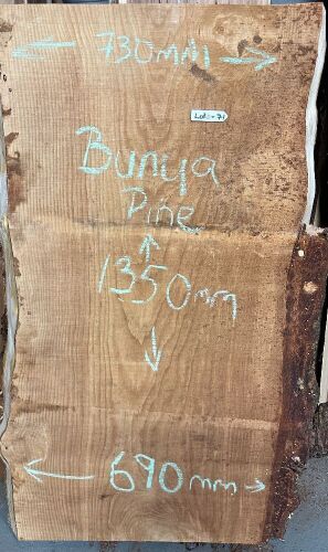 Live Edge Bunya Pine Timber Slab, 1.35m x 710mm x 50mm