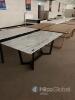 Modern Rectangular Dining Table with White Faux Marble Top and Black Metal Base, Seats 6