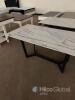 Modern Rectangular Dining Table with White Faux Marble Top and Black Metal Base, Seats 6 - 3