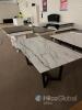 Modern Rectangular Dining Table with White Faux Marble Top and Black Metal Base, Seats 6 - 4