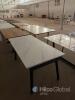 Extendable Dining Table with White Marble-Look Porcelain Top and Black Metal Legs - 3