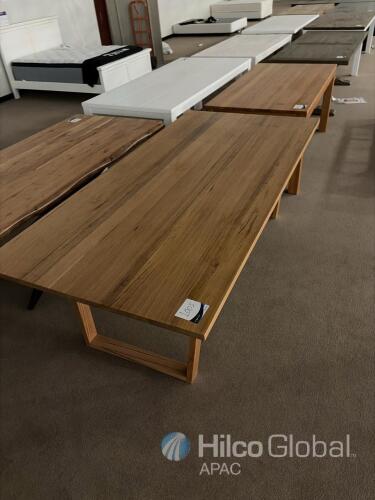 84" Solid Wood Dining Table with Black Metal Spider Base, Seats 6&ndash;8