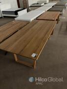 84" Solid Wood Dining Table with Black Metal Spider Base, Seats 6&ndash;8