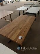 Solid Hardwood Dining Table, Starburst Metal Legs, Live Edge, Approx. 78"x39"