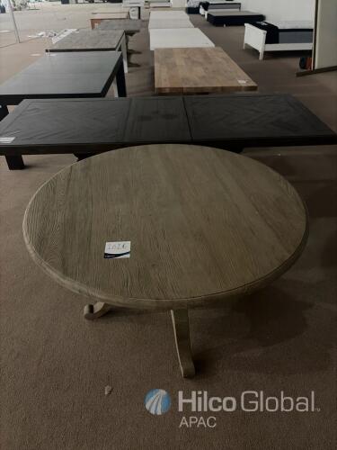 48" Solid Wood Round Pedestal Dining Table, Light Natural Finish, Seats 4-6, Fixed Top