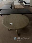 48" Solid Wood Round Pedestal Dining Table, Light Natural Finish, Seats 4-6, Fixed Top