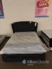Queen Upholstered Storage Bed Frame with Tufted Wingback Headboard & Mattress, Dark Gray