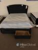 Queen Upholstered Storage Bed Frame with Tufted Wingback Headboard & Mattress, Dark Gray - 2