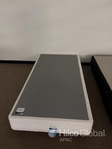 Single Bed Base, White with Grey Top, Plastic Legs, 74.8" x 35.4" x 13.8"