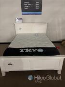 Francis Queen Panel Bed Frame with Mattress, White Finish, Includes Headboard and Footboard
