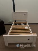 White Wooden Single Bed Frame