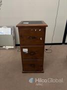 3-Drawer Wooden Filing Cabinet, Model LIK 3187, Vietnam, Lockable Top, 41"x19"x18", 2020