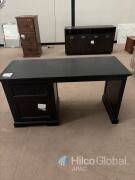 Black Modern Office Desk, 59"x24", 2 Drawers, Locking Pedestal, Lot #1041