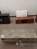 Rustic Solid Wood TV Stand, 65"x20"x22", 2 Drawers, 2 Shelves, Gray Finish, Cable Holes - 9