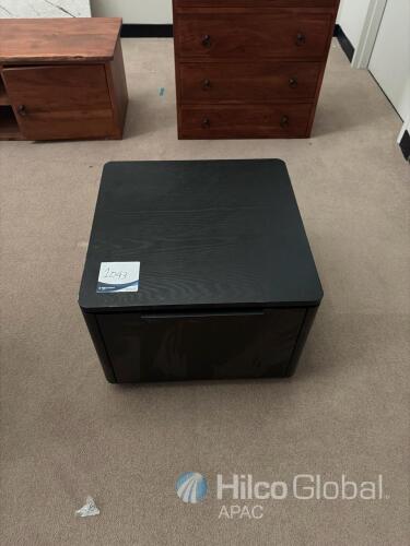 Modern Black Square Nightstand with Drawer, Minimalist Wooden Side Table, Approx. 20"x20"x18"