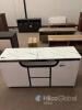 Modern White Gloss Sideboard Cabinet, Faux Marble Top, 2 Drawers, 2 Door Shelves, Asset 1046