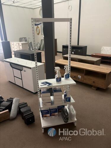 White Metal Retail Gondola Shelving Unit, 3 Tiers, Adjustable, 30"x18"x60"