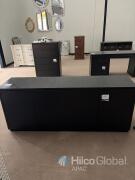 Black Wood Grain Storage Credenza with 3 Doors and Shelves, Approx. 70" x 20" x 30"