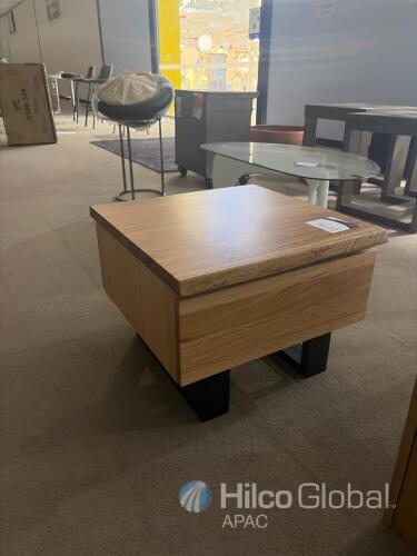 Wooden Square Side Table with Black Metal Legs 45x45x45 cm