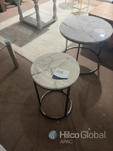 Round Marble and Chrome Side Table