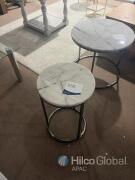 Round Marble and Chrome Side Table