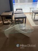Glass Top Coffee Table with White Sculptural Base