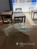Glass Top Coffee Table with White Sculptural Base