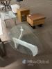 Glass Top Coffee Table with White Sculptural Base - 7