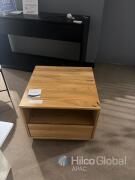 Wooden Cube Side Table with Drawer