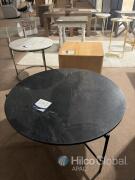 Black Marble Round Coffee Table with Metal Base