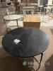 Black Marble Round Coffee Table with Metal Base