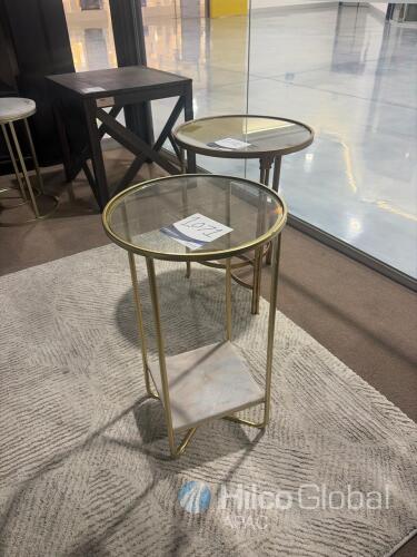 Metal and Glass Round Side Table E144741