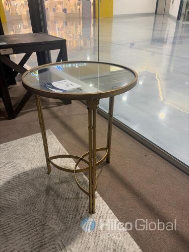Round Glass Top Gold Metal Side Table