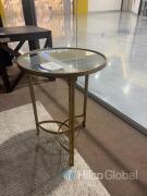 Round Glass Top Gold Metal Side Table