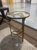 Round Glass Top Gold Metal Side Table - 2