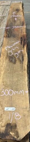 Live Edge Mountain Grey Gum Timber Slab, 2.86m x 300mm x 50-60mm x 8 pieces
