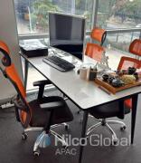 Contents of office including 2 of HP ProDesk SFF Desktop Computers, Intel Core i5, Samsung curved monitor, 3 chairs, desk etc