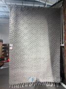 Grey Diamond Pattern Area Rug, approximate size 2 x 3 meters, fringed edges