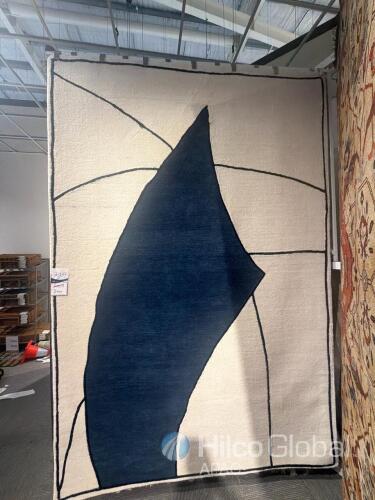 Como 200x300cm Modern Abstract Area Rug, cream and navy blue colour, geometric pattern, approximate dimensions 200 cm x 300 cm